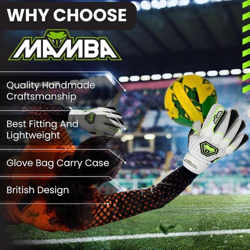 MAMBA Reflex Goalkeeper Gloves - Youth/Adult | Quality Latex Palm & Back Hand | Removable Finger Spine Protection