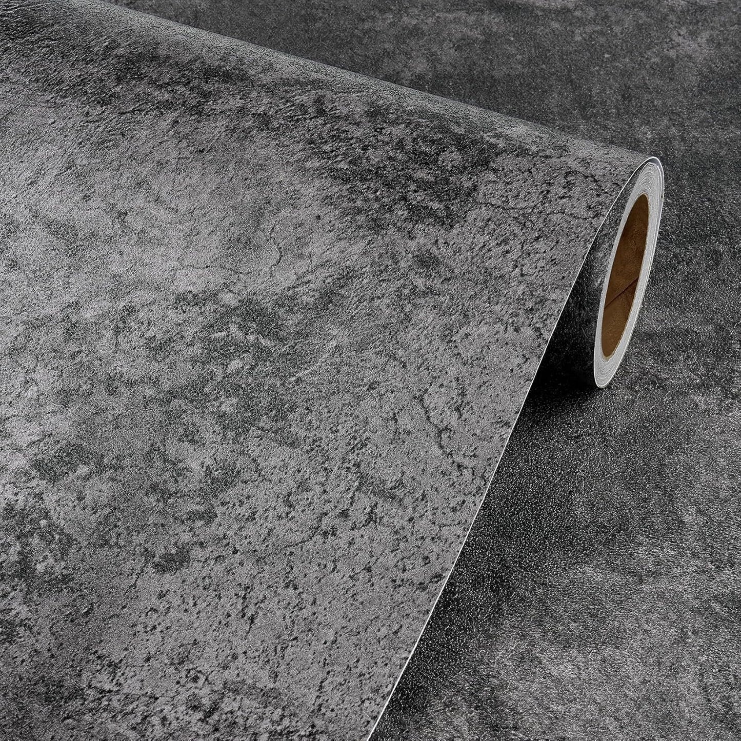 Livelynine Black Textured Concrete Wallpaper Peel and Stick for Bedroom Kitchen Living Room Accent Wall Dark Concrete Contact Paper Countertops Industrial Cement Wall Paper Bathroom Garage 15.8x78.8