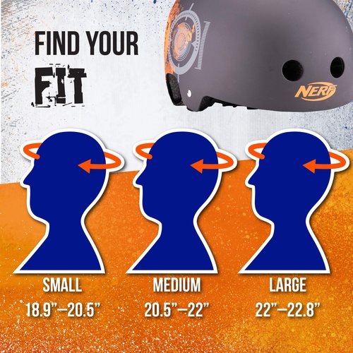 Flybar NERF Skateboard Helmet-Multi-Sport Impact Protection for Youth, Child, Adults - Bike, Inline & Roller Skating,Skateboarding, BMX, Scooter-Protective Gear Kids, Teens, Men, Women(Large, Black)