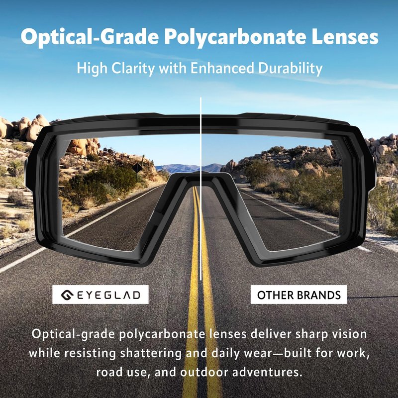 EYEGLAD Speedone Z87+ Safety Glasses, Safety Sport Sunglasses Photochromic Lenses UV400 Anti Fog Impact Resistant Men Women Powersports Motorcycle Riding Sports warp (KRYO)