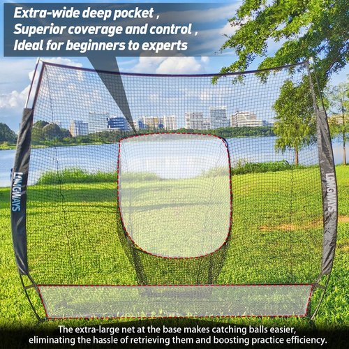 7×7FT Golf/Baseball/Softball Practice Net for Batting, Hitting, Pitching, Training, Portable Baseball Golf Net with Carry Bag, for All Levels, Easy Set up