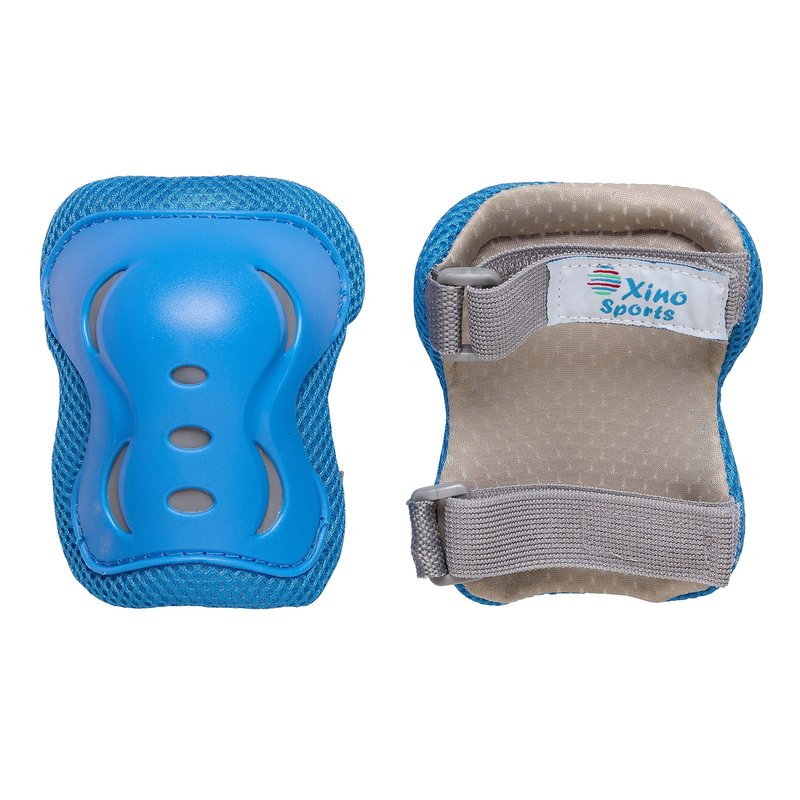 Xino Sports Kids/Youth Protective Gear Set - Knee Pads, Elbow Pads, Wrist Guards, Reflective Gear for Night Riding, for Roller Skates, Skateboard, Inline Skates, Scooter Riding for Ages 3 - 8, Blue
