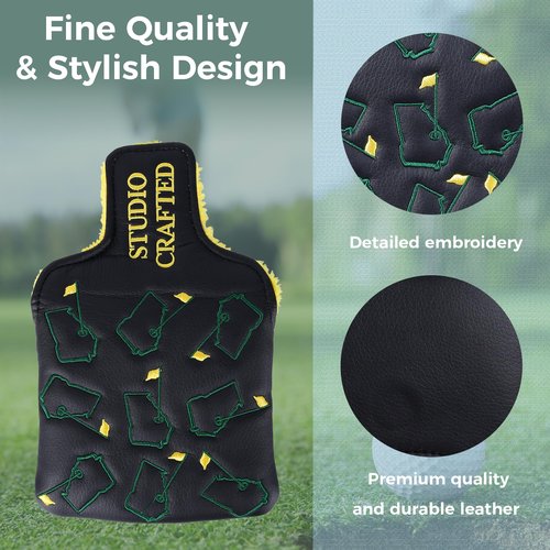 Studio Crafted Augusta Georgia Square Mallet Magnetic Closure Golf Putter Headcover (Black)