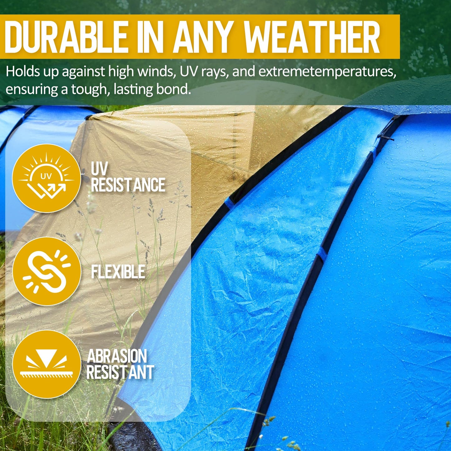 Tent Repair Glue Seam Sealer, Waterproof & Flexible Sealant Adhesive for Tent, Sleeping Pads, Awning & Groundsheet Repair and Outdoor Fabric, Works on Nylon, Canvas and Vinyl - 60ml / 2.12oz