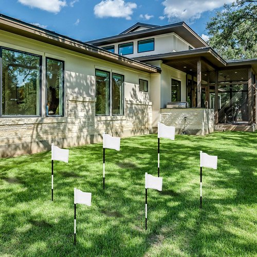 Oudain 6 Pcs Golf Target Flag with Tube Inserted Waterproof Putting Golf Flags 420D Nylon Mini Pin for Yard Indoor Outdoor Backyard Garden Portable, 8 x 6 Inch(White)