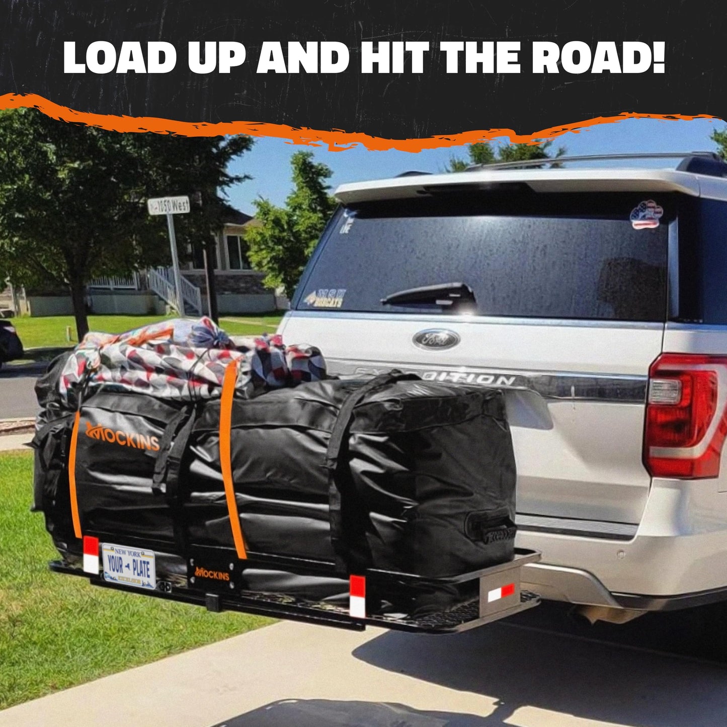 Mockins 16 CuFt Heavy Duty Trailer Hitch Cargo Carrier Bag w/Straps & Lock