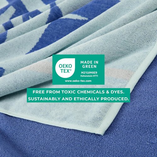 Great Bay Home 100% Cotton Beach Towels - Absorbent 30 x 60" Blue Pool Towels for Adults & Kids