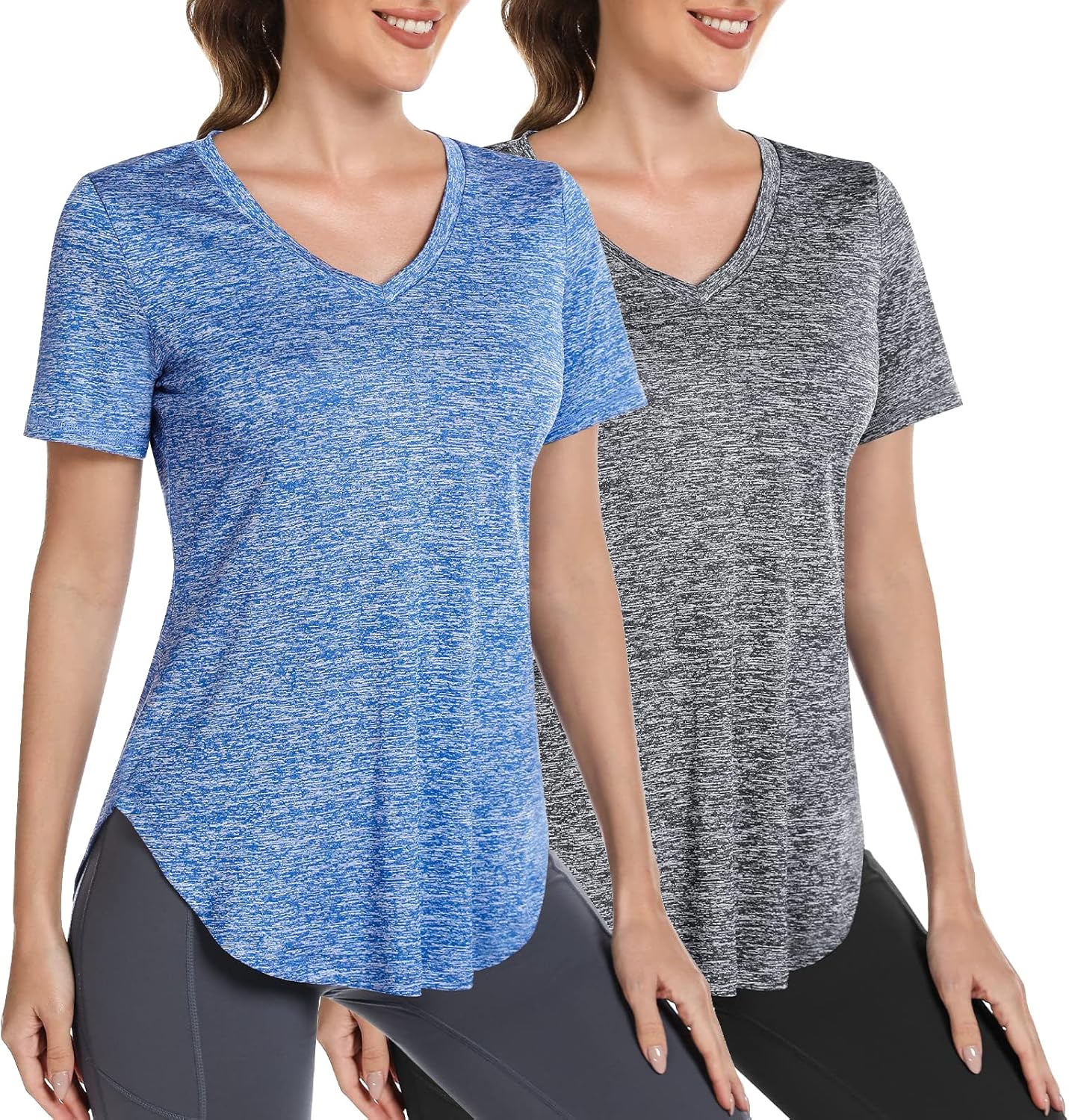 Skiennix Short Sleeve Workout Shirt - Loose Fit V-Neck Exercise Top for Yoga & Gym | Dry Fit, Women's Activewear