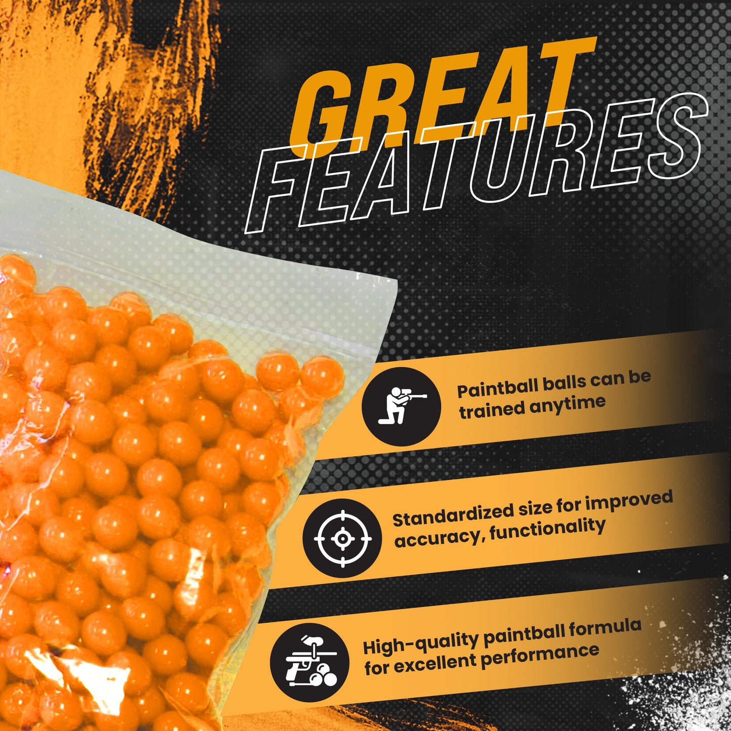 3Skull .43 Caliber Paintballs for Umarex T4E Paintball Pistols .43 Cal Ammo, Orange - 200 Count