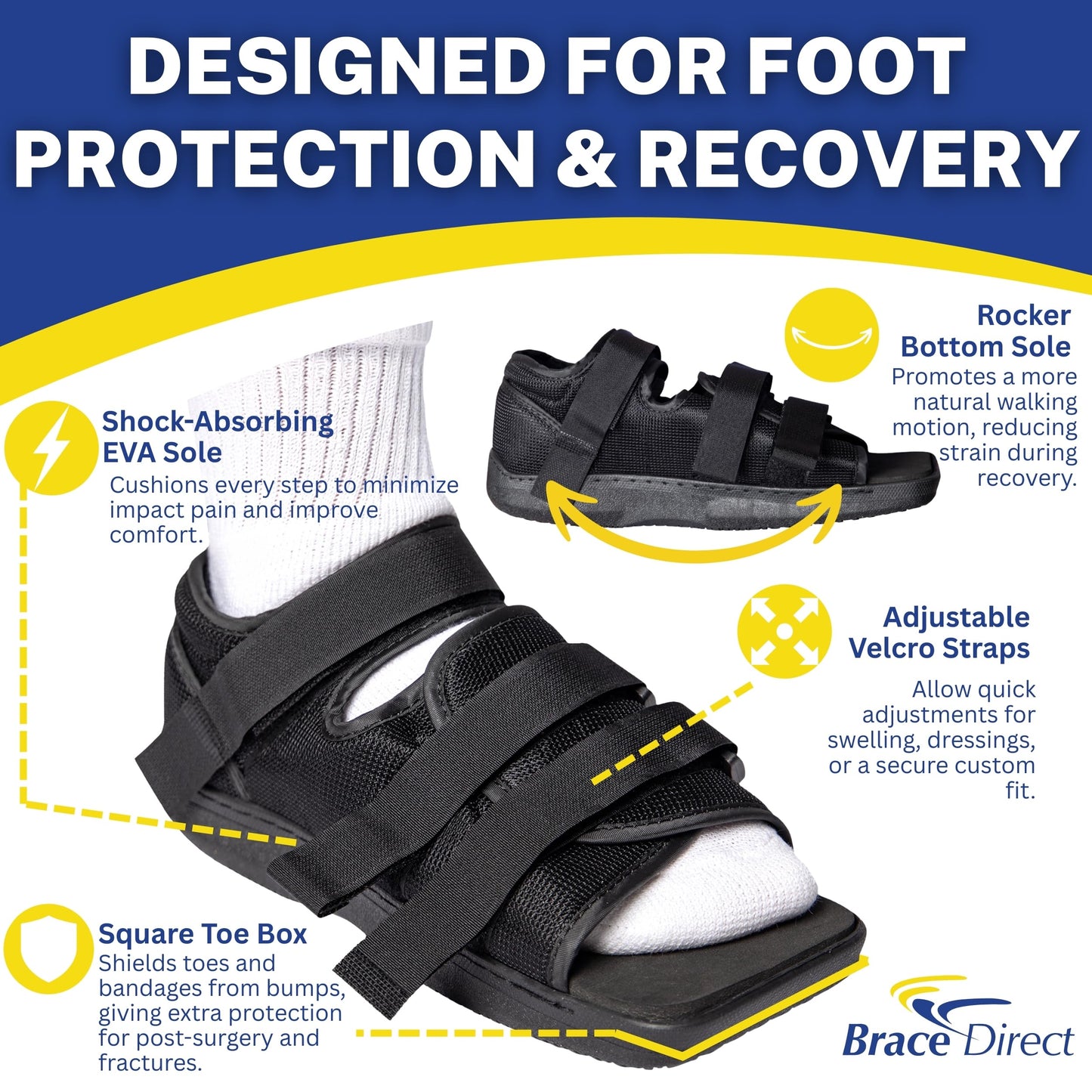 Brace Direct Post Op Shoe, Broken Toe, Bunion & Stress Fracture Foot Brace