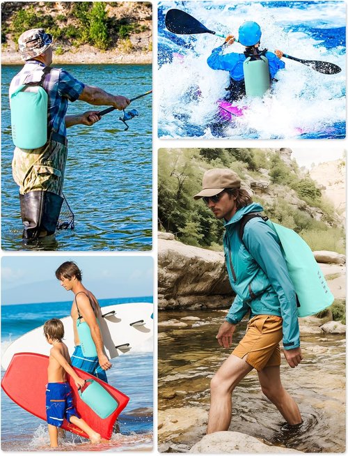 HEETA Waterproof Dry Bag - Lightweight Roll Top Storage Backpack with Emergency Whistle | 5L/10L/20L/30L/40L Options for Travel, Kayaking, Camping, Beach Essentials