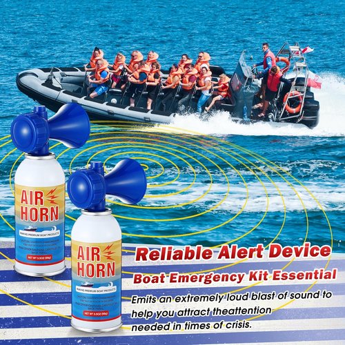Large Air Horns 3.5oz - 122dB Loud Marine Safety Horns | Essential Boat Accessories for Camping & Hiking