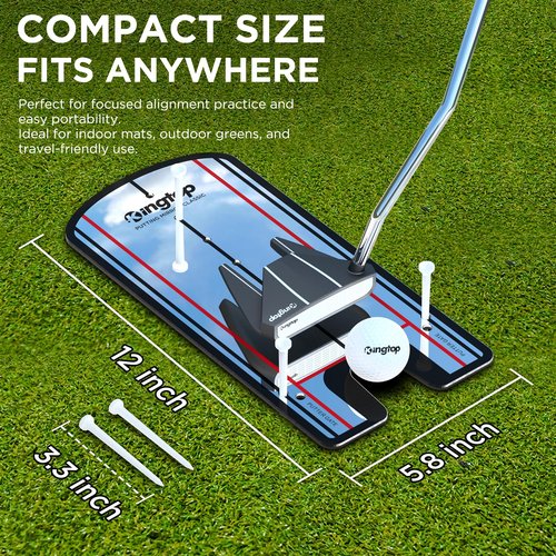 KINGTOP Classic Golf Putting Mirror - Portable Alignment Putting Training Aids for Consistency & Accuracy - Ideal for Indoor | Outdoor Practice, with Carry Bag and Golf Tees