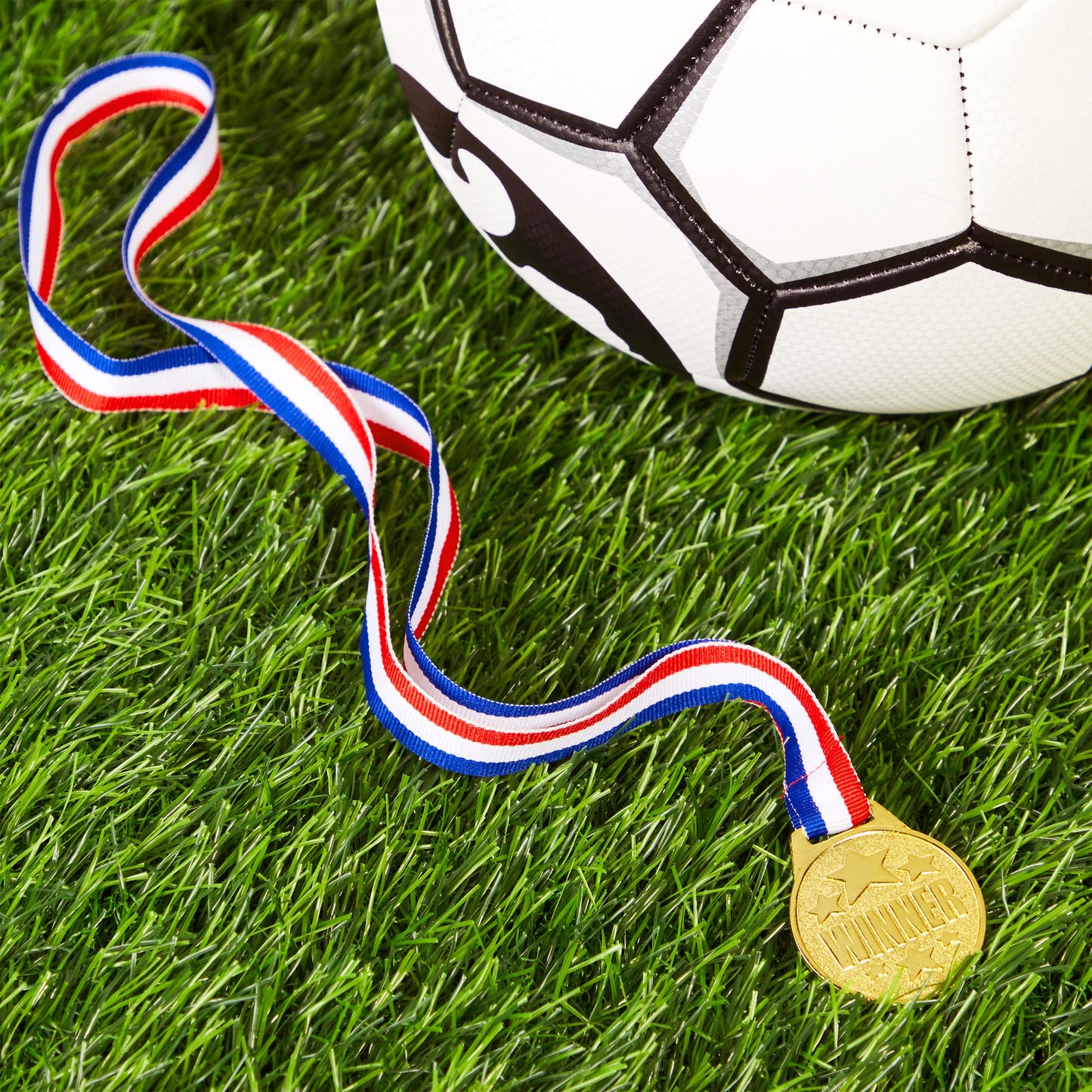 Juvale Medals for Awards & Trophies - Award Ribbons & Prizes for Adults - 12 Pack, 1.5-Inch Gold Olympic Style with Red, White & Blue Neck Ribbons - Participation & Winner Medals for Kids