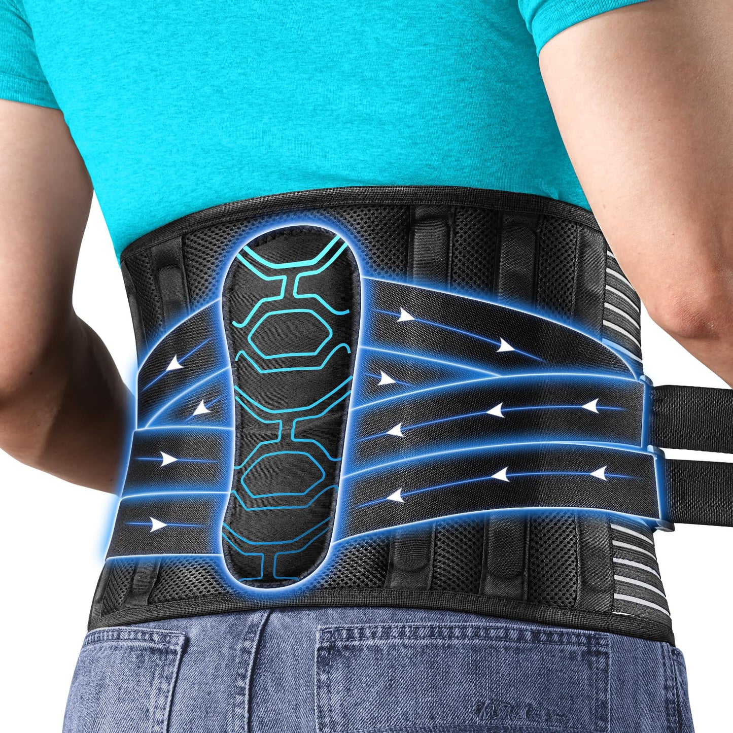 QIBODA Plus Size 2XL/3XL Back Brace with Bionic Lumbar Panel, Strong Back Support Belt for Heavy Lifting, Lumbar Support Belt for Men & Women Lower Back Pain Relief, Herniated Disc, Sciatica