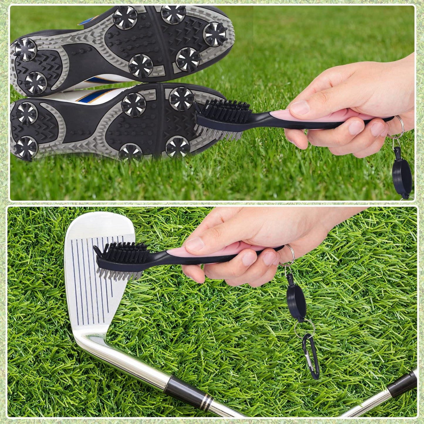 18 Pcs Pink Golf Accessories Kit Include Golf Ball Marker Balls Holder Club Groove Cleaner Brush Divot Repair Plastic Tees Towel with Clip Gift Set for Women