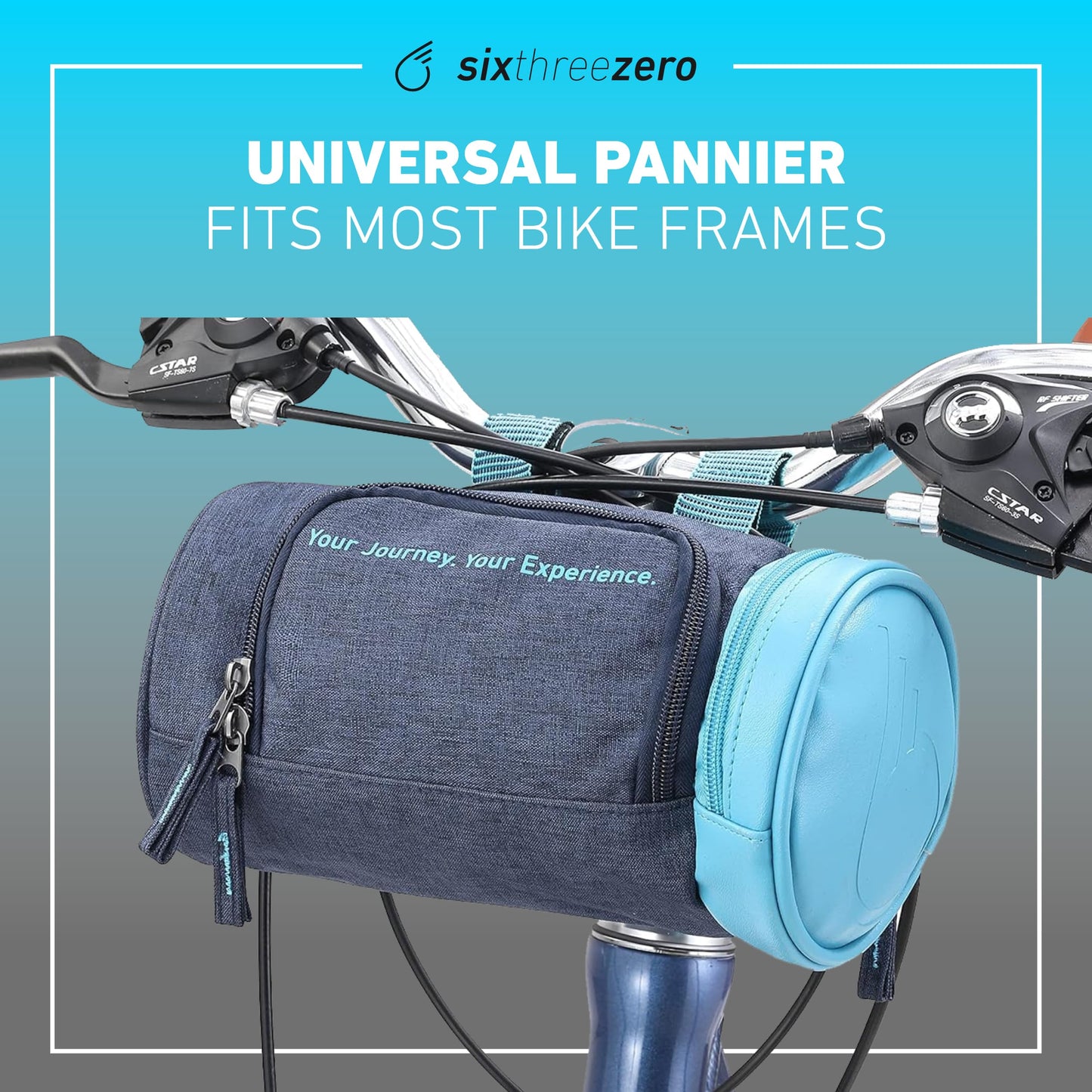sixthreezero Front Handlebar Bike Bag, Bicycle Storage Roll Bag, 2L Capacity, Navy w/Baby Blue