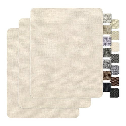 BESEZX Linen Fabric Repair Patch - 3 PCS Self-Adhesive 9x11 Inch Couch Patch for Furniture, Sofa, Upholstery - Light Beige