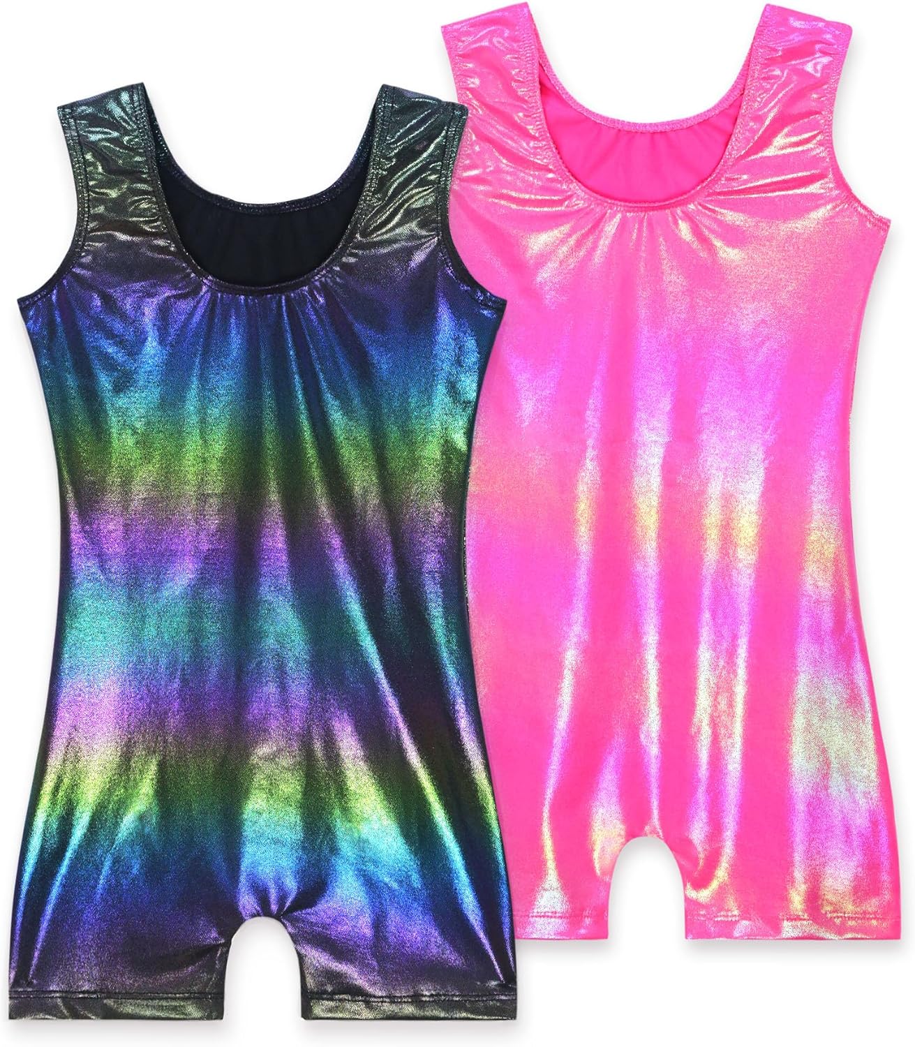 Skiennix Girls' Sparkly Gymnastics Leotard - Sleeveless Tumbling Unitard | 2-Pack, Comfortable Fit