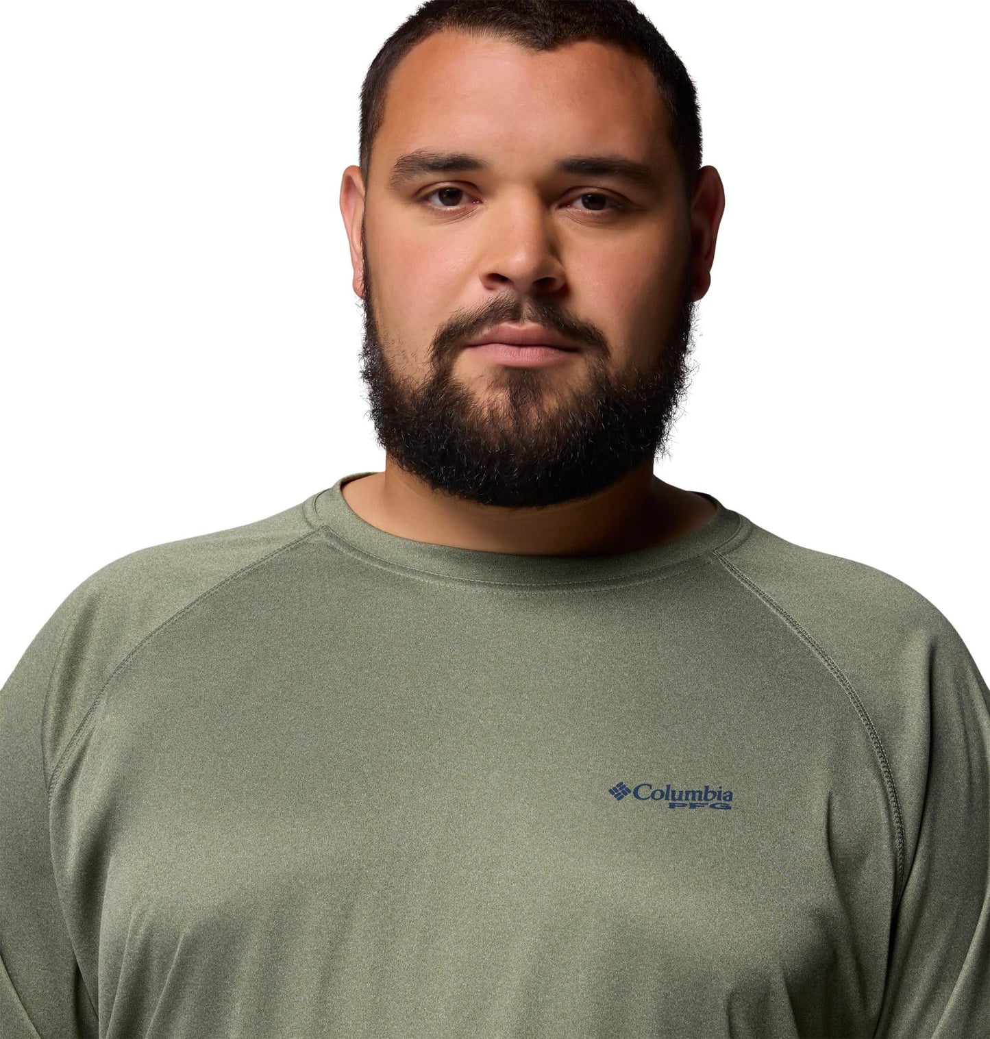 Columbia Men's PFG Terminal Tackle Long Sleeve Fishing Shirt, Cypress Heather/Carbon Logo, 4X Tall