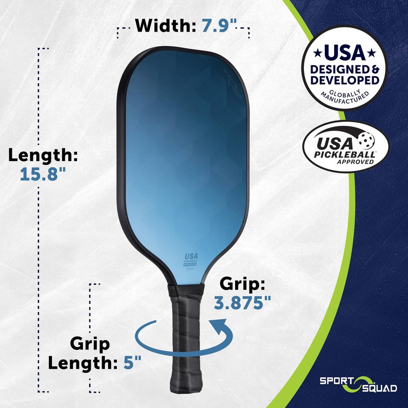 Sport Squad 2-Player Pickleball Paddle Set - 2 Fiberglass/Graphite Paddles & 2 Long-Lasting Outdoor Balls - Designed to Maximize Power Skill Levels - USAP Approved - Kids + Adults
