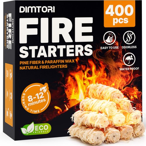 DIMTORI 400 pcs Fire Starter - Natural Fire Starters for Campfires, Fire Pit, Pizza Oven, Fireplace, Smoker, BBQ, Pellet Stove & Wood - Fire Starters for Grill, Charcoal Starter
