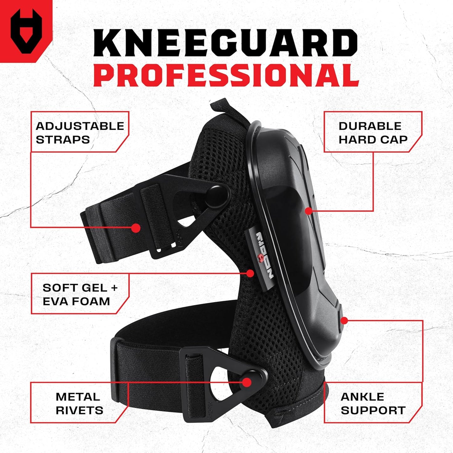 NoCry Professional Knee Pads - Heavy Duty Non-Slip Cap & Ankle Support | Thick Foam & Gel Cushioning