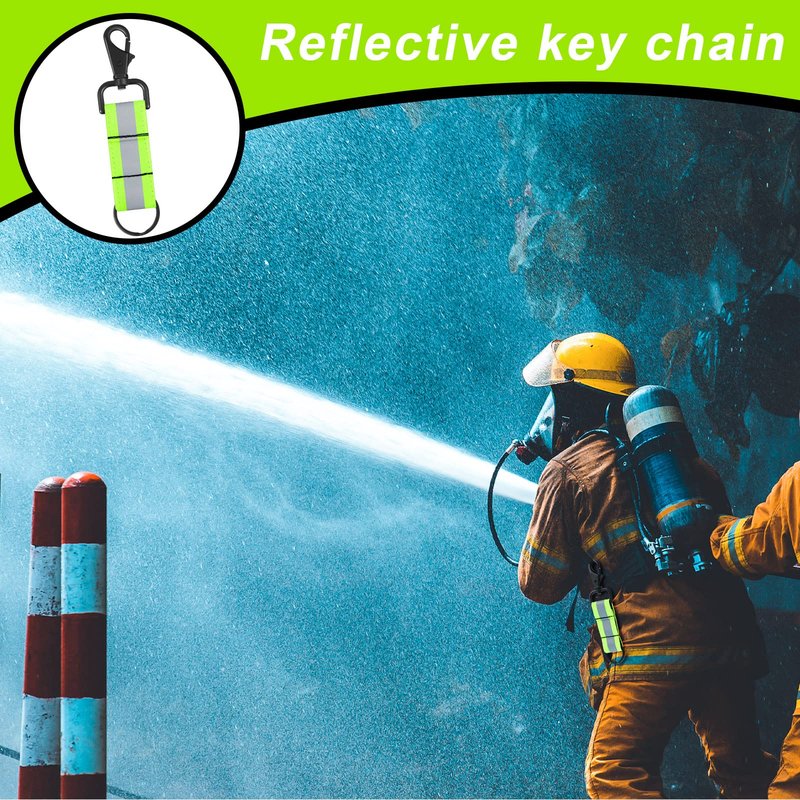 Sureio Reflective Firefighter Keychain with Reflective Patch Holder Ring Heavy Duty Swivel Snap Hook Firefighter Accessories (6 Pcs)