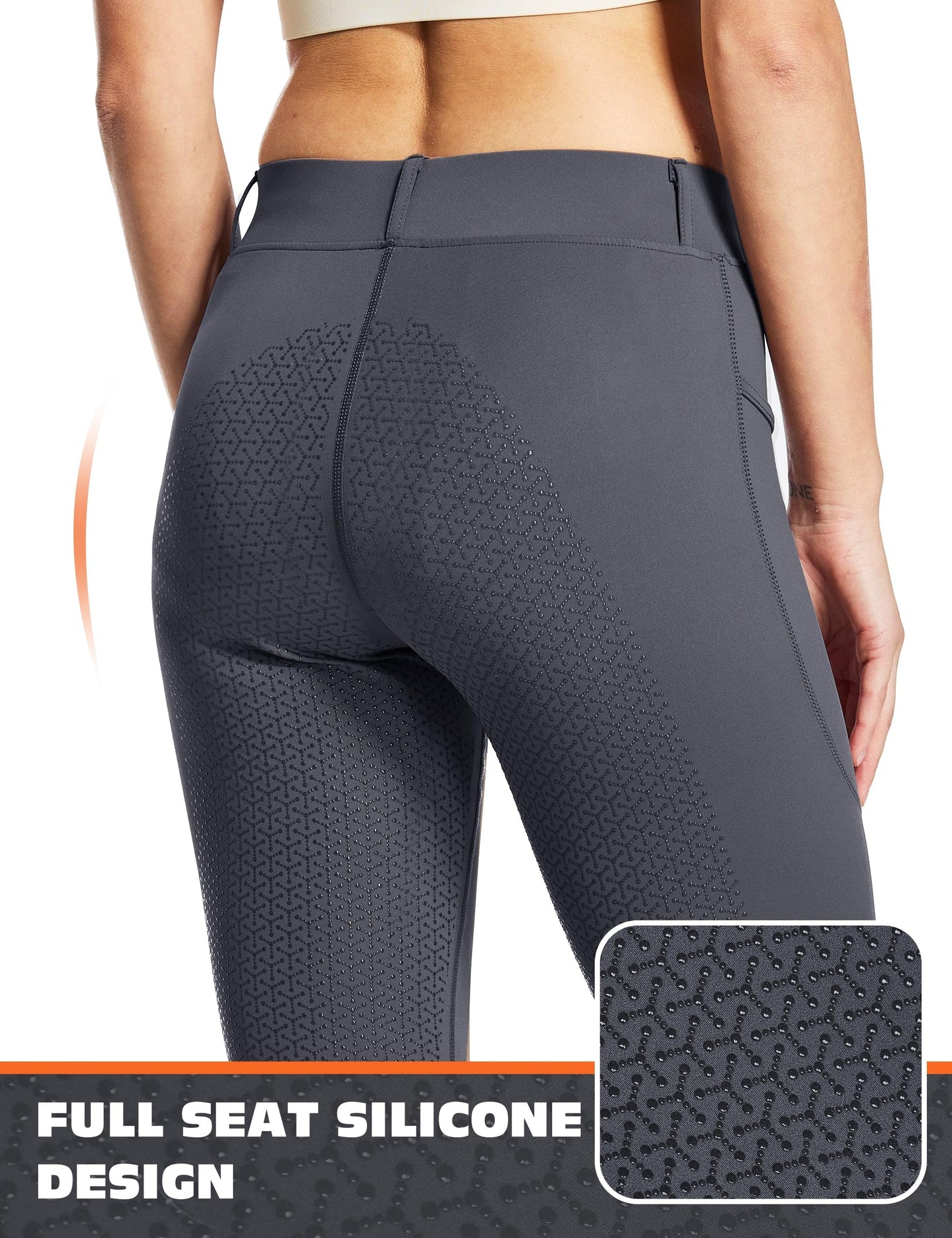 FitsT4 Sports Women's Full Seat Horse Riding Pants Bootcut Riding Tights with Pockets Equestrian Breeches for Women Darkgrey S