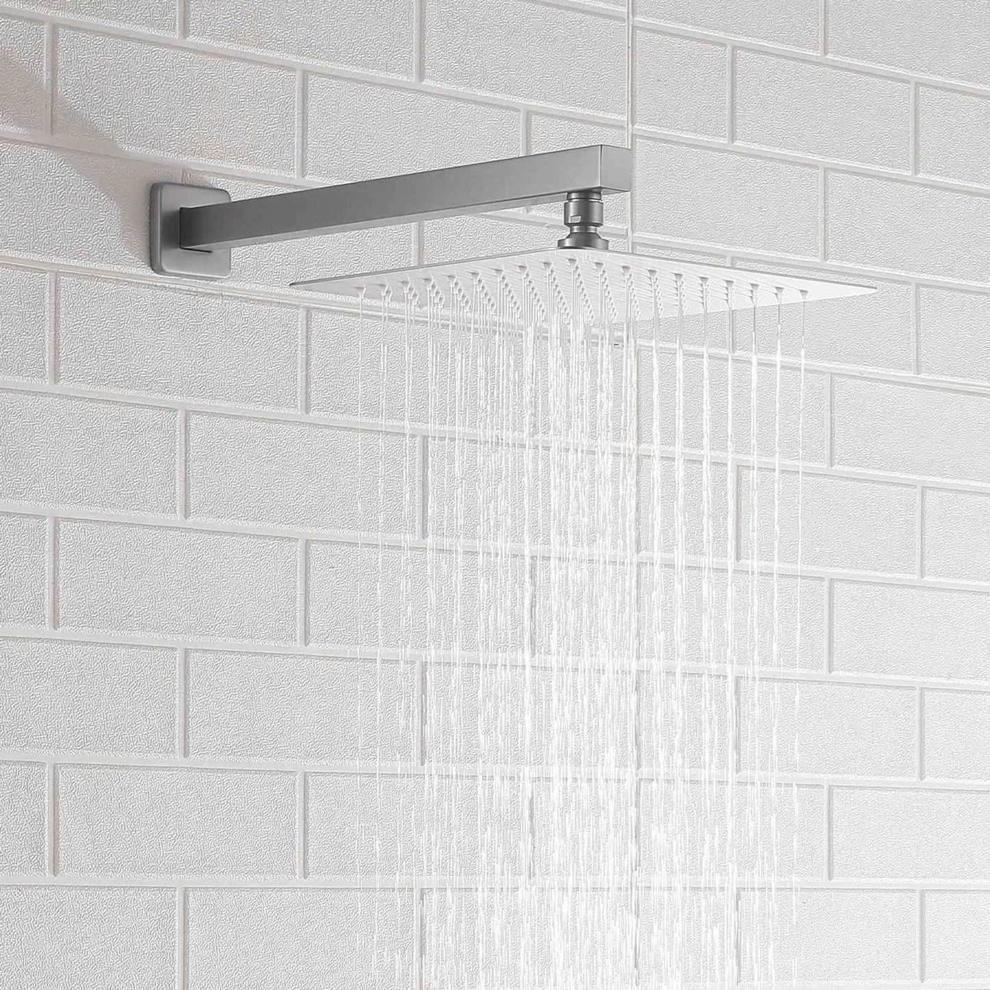 16 Inch Rain Shower Head Extension Arm with Flange, Brushed Nickel, Made of SUS 304 Stainless Steel, Square Shower Arm Wall Mounted, Rainfall Shower Arm for Morden Bathroom
