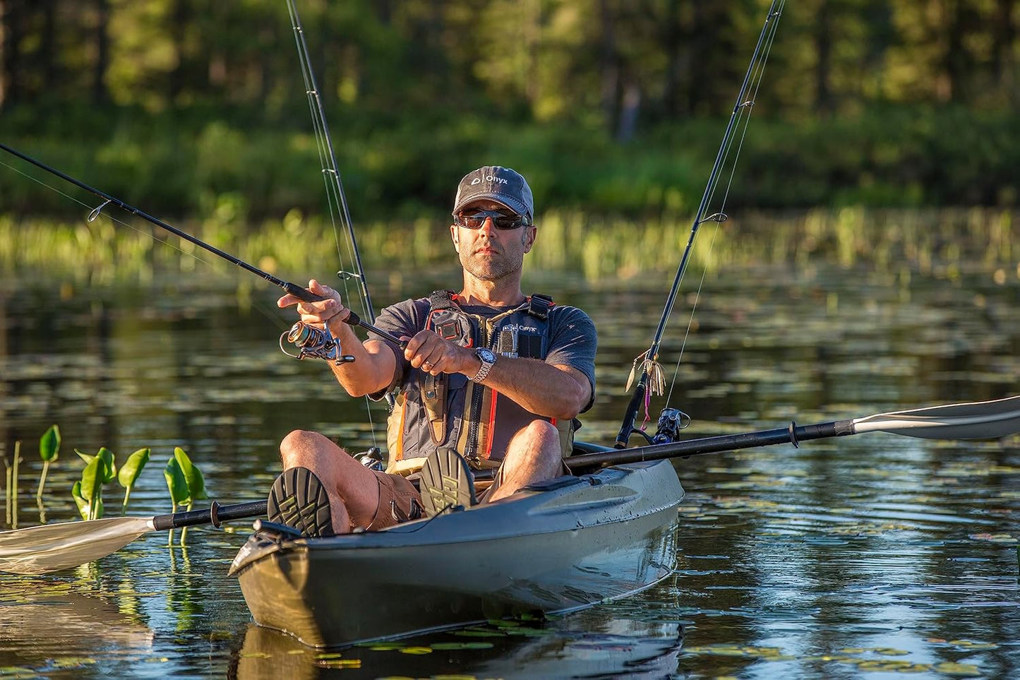 Onyx Kayak Fishing Life Jacket - USCGA PFD with Multiple Pockets, High-Back Design & Adjustable Straps