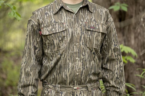 Mossy Oak Men's Long Sleeve Camo Hunting Shirts Cotton Mill, Full Foliage, Large