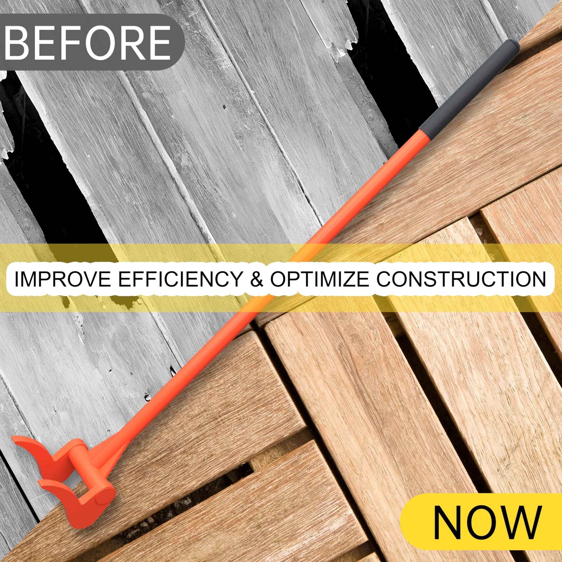 Upgrade ZOOKASEA Pallet Buster 50" with Handle, Heavy Duty Deck Board Removal Tool, Non-Slip Grip Wrecking Pry Bar, Multi-Purpose Breaker for Efficient Removal, Renovation and Construction