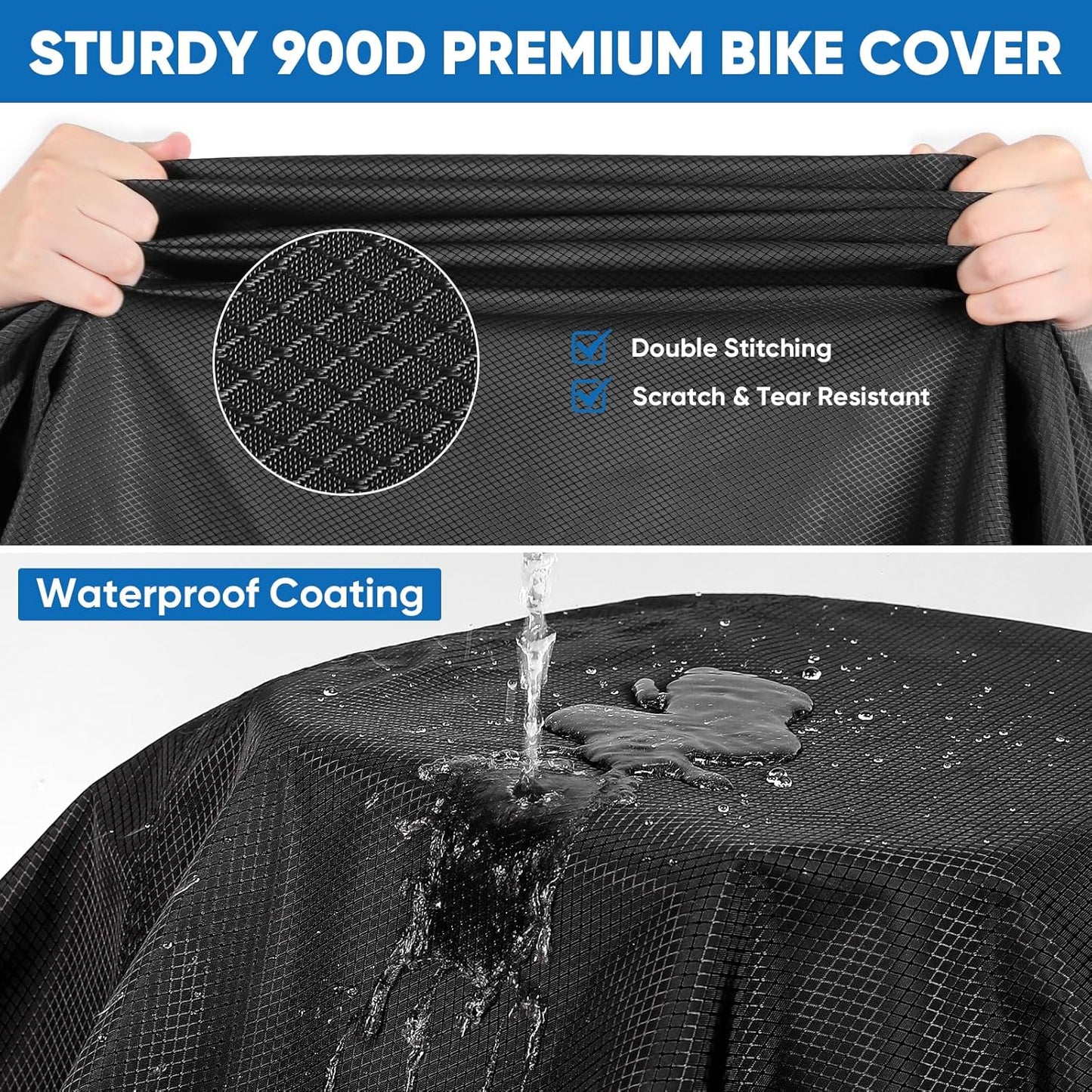 Skiennix Bike Cover for 2 Bikes - Heavy Duty Waterproof Protection | 900D Fabric with Windproof Design