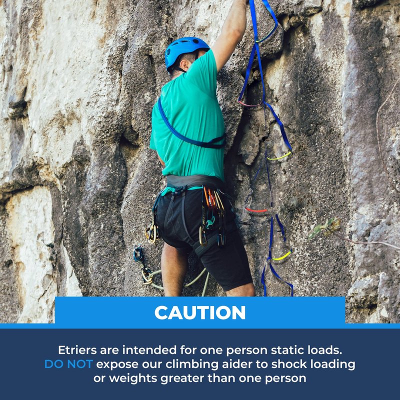 Rock-N-Rescue Climbing Etrier – 6 Step Nylon Aider Ladder with Tubular Webbing for Tree Work, Rock Climbing, Bouldering, Rescue, Hunting, and Firefighter Gear – Lightweight Etrier for Vertical Access