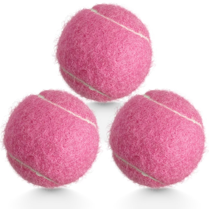 HiBallBall 3 Pack Tennis Balls - Long Lasting Practice Balls for Tennis Beginners, Tennis Training Balls, Dog Fetch Toys (Pink)