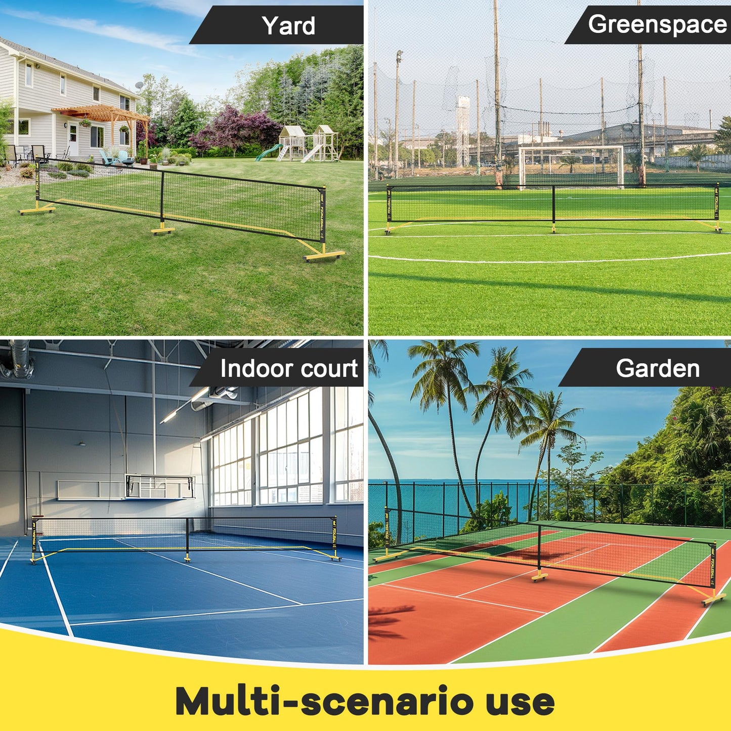 Portable Pickleball Net Set Regulation Size 22 FT Sturdy Metal Frame with Carry Bag Pickleball Net with Wheels Ideal for Backyard Driveway & Indoor Courts – Perfect for Youth Families & Professionals