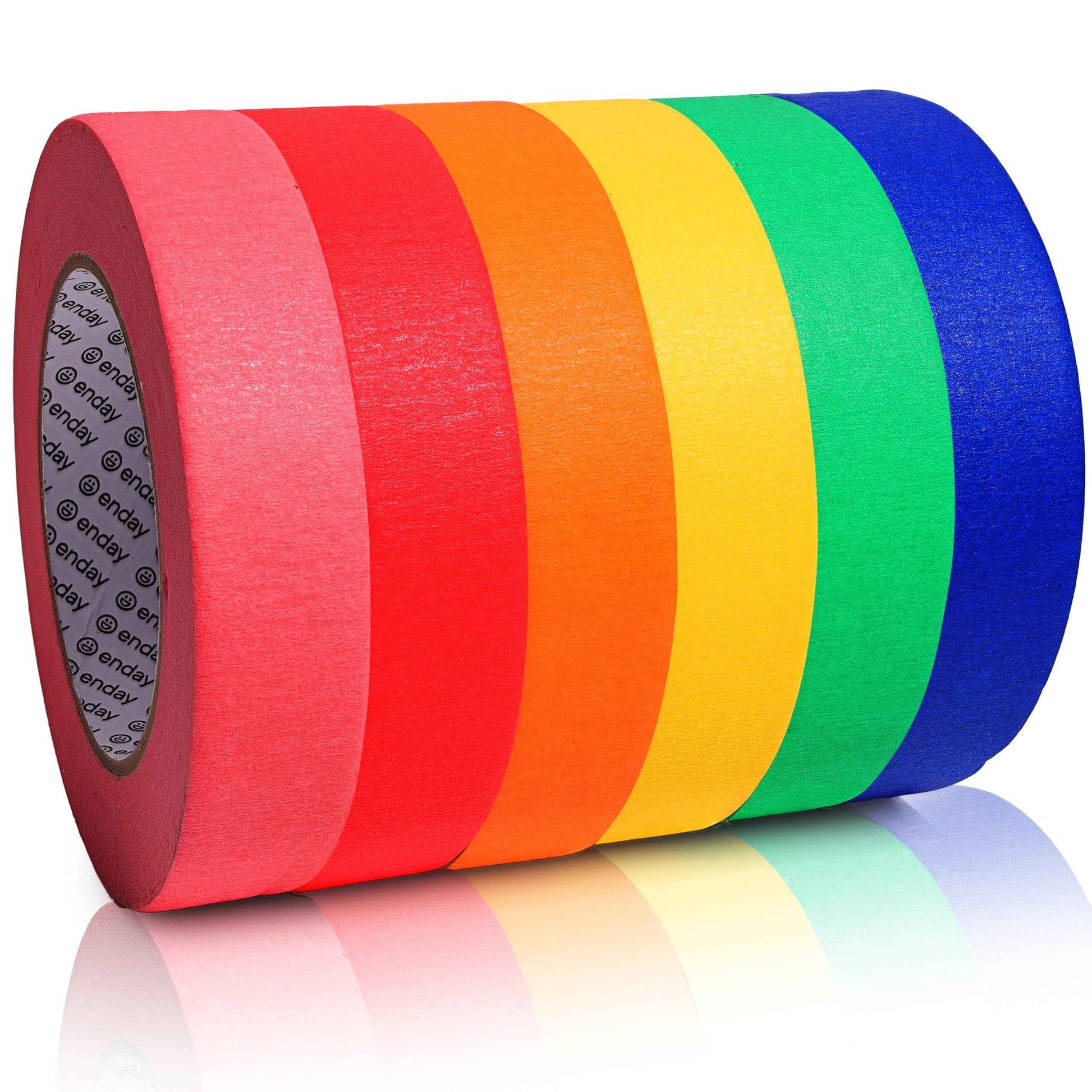 Enday Colored Masking Tape (6 Pack) 1080 Ft x 1 in - Colored Masking Tape 1 inch Wide x 180 Feet (60 Yards) per roll - Painters Tape, Great for Arts Crafts & Labeling