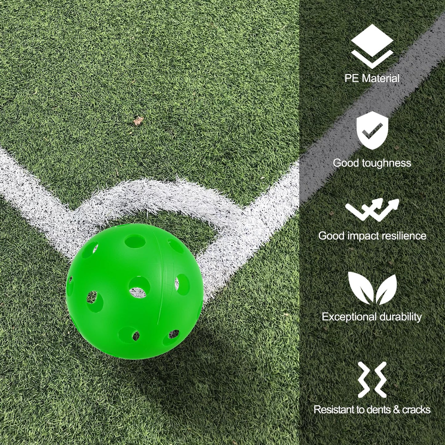 PATIKIL Outdoor Pickleball Balls, 6 Pack, Grass Green, 26 Holes, 72mm (2.8inch) Diameter, 23g (0.81 oz), Suitable for Amateurs, Indoor/Outdoor Use