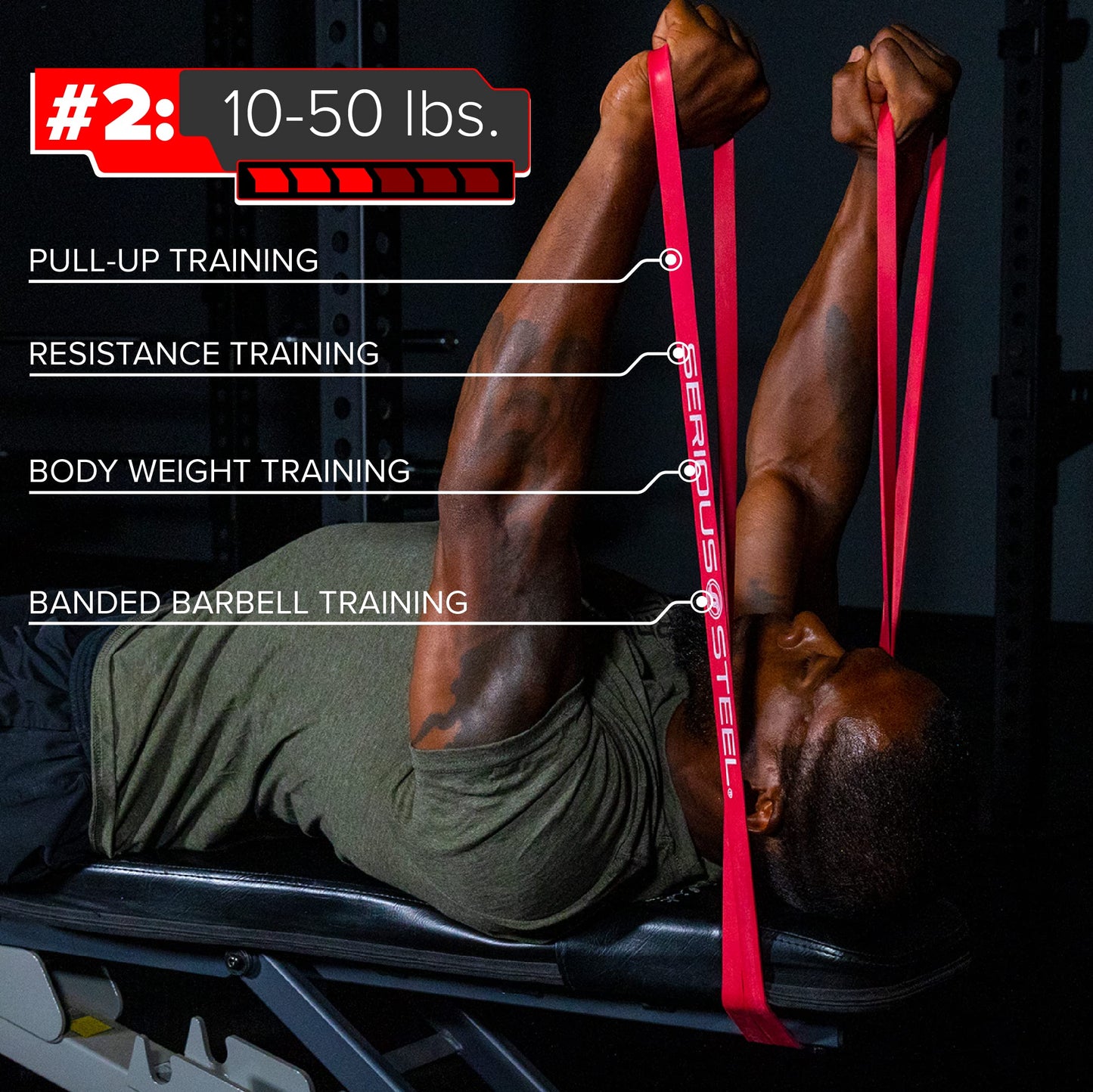 Serious Steel Fitness 41" Assisted Pull-up Band Sets, Orange, Purple, Red
