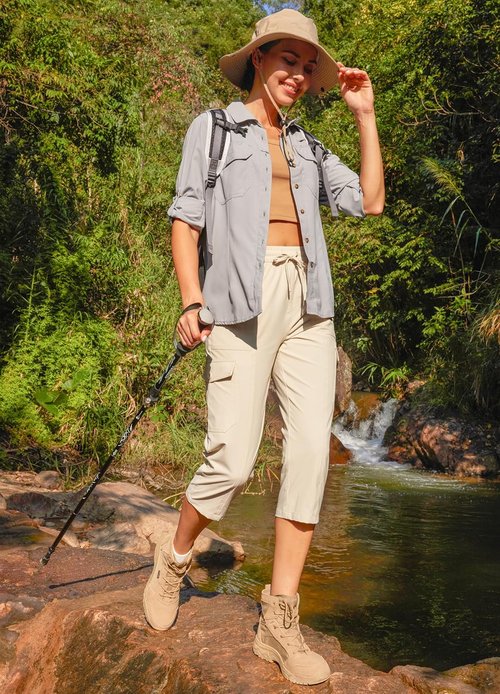 Libin Women's Capri Pants - Quick Dry, Water-Resistant Cargo Capris for Travel & Hiking | Casual Summer Style