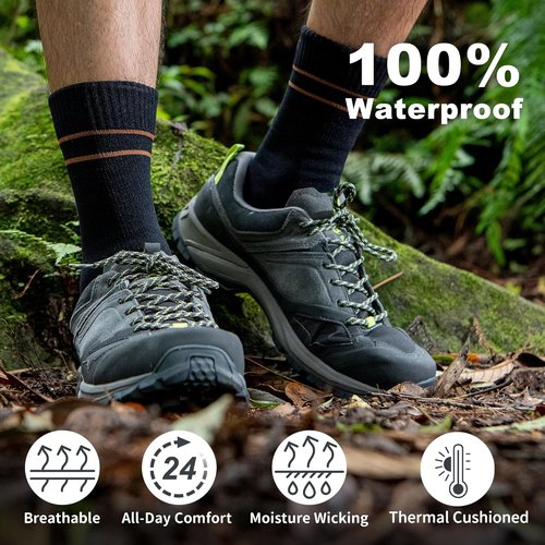 DRYMILE Waterproof Wool Hiking Socks - Breathable & Cushioned for Winter Activities | Crew Size