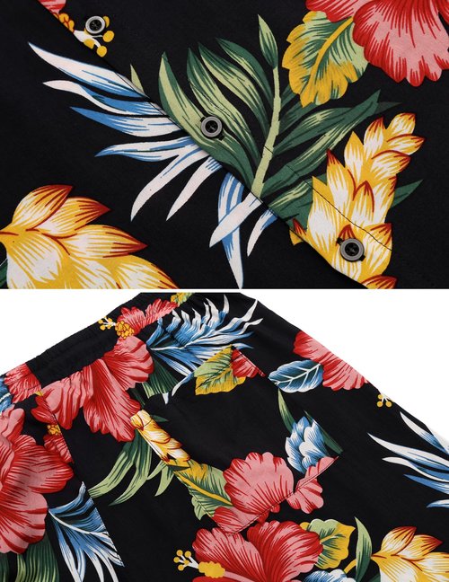 COOFANDY Men's Hawaiian Short Sleeve Sets Beach Outfits Rave 2 Piece Shirt Suits with Hats