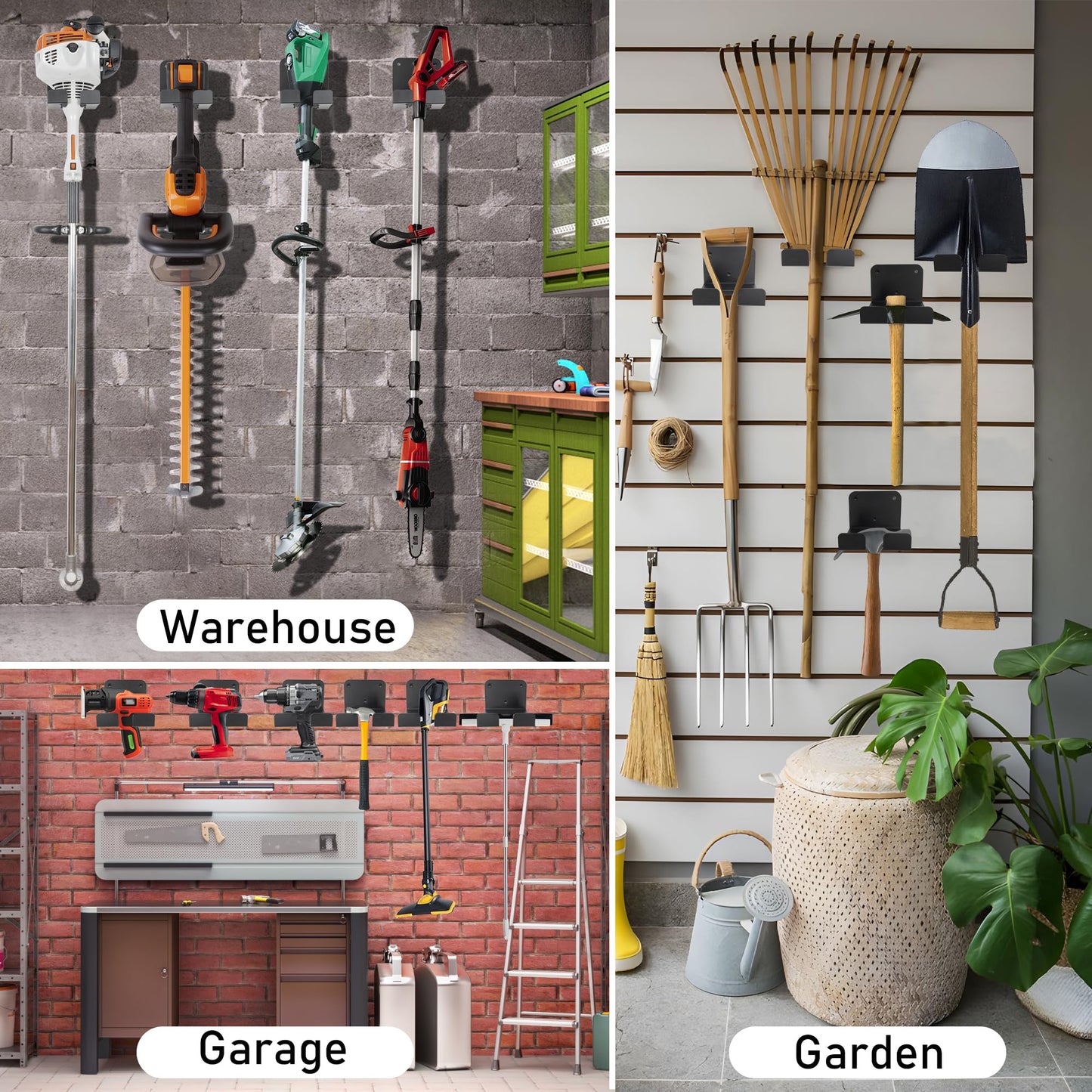 ITHWIU Weedeater Hanger, 1 Pack Weed Eater Hanger for Garage Wall-mounted Organizer Trimmer Rack Storage for Grass Trimmer, Hedge Trimmer, Garage Wall, Garden Tools, Black