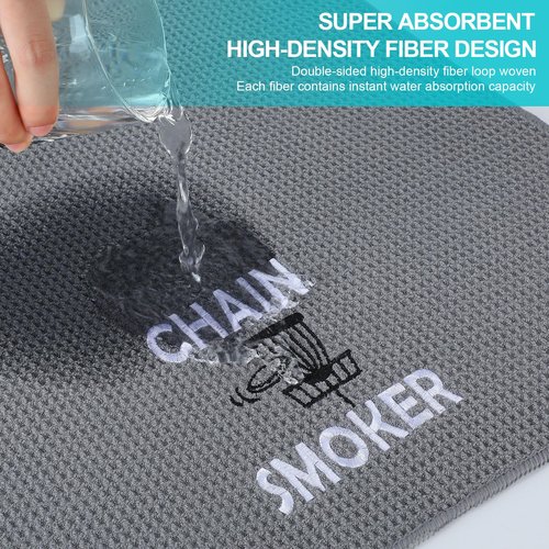 VitalCozy 4 Pcs Disc Golf Microfiber Towels with Carabiner Clip Embroidered Disc Golf Bag Towels Accessories for Men Women Sports Gift
