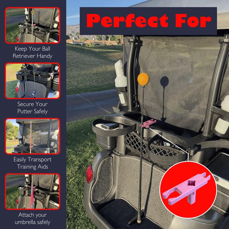 StixClip - Golf Cart Accessories - Ball Retriever Holder - Putter Clip - Training Aid Storage - Umbrella Organizer - Equipment Mount - Made in USA (Pack of 1)