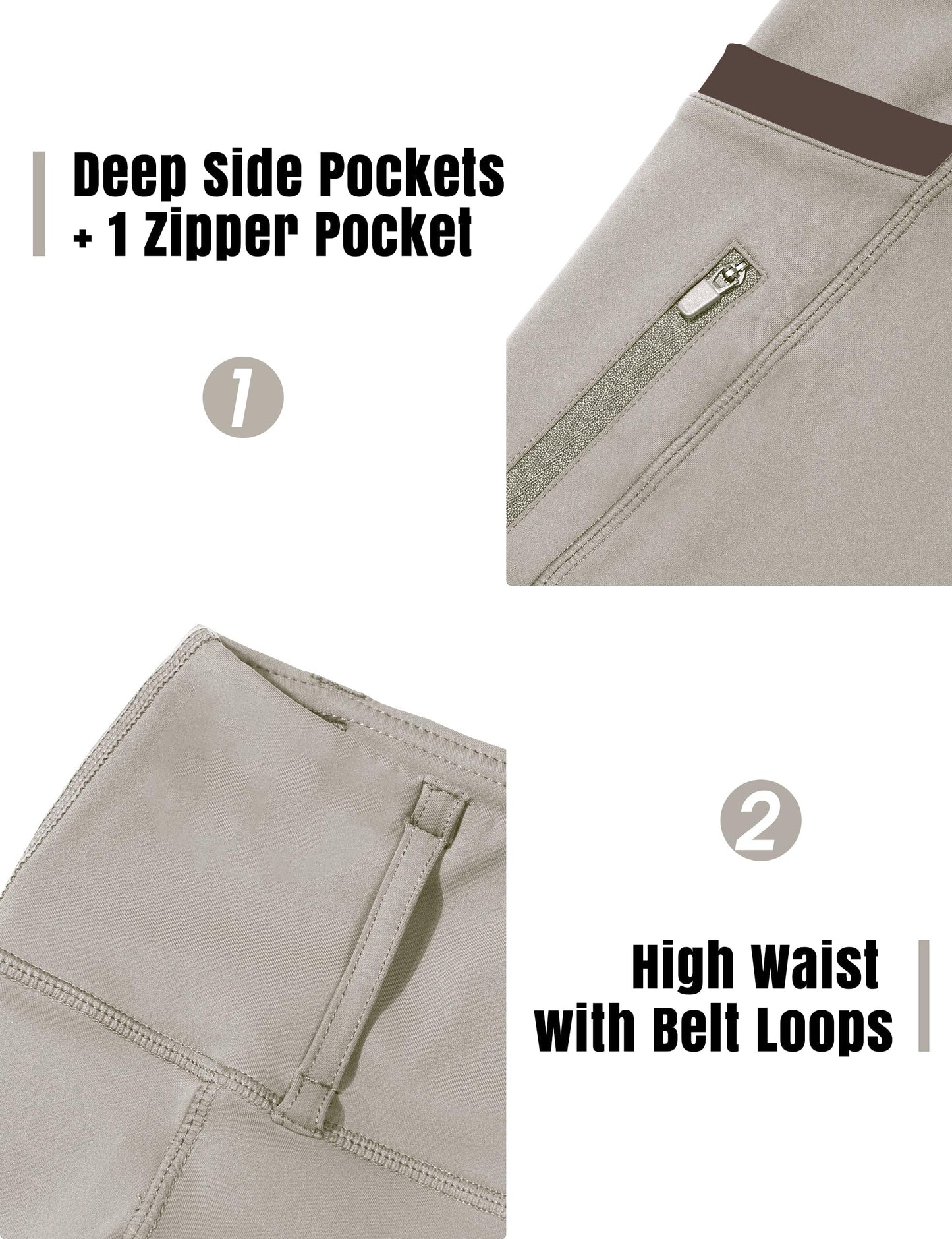 FitsT4 Sports Girls Riding Pants Full Seat High Waist Kids Equestrian Breeches Horse Schooling Tights Zipper Pockets Khaki Size M