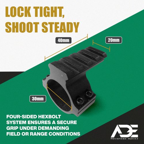 Ade Advanced Optics 30mm Scope Ring Adapter – Precision Machined 6061 Aluminum Mount with Picatinny, Weaver, and Universal Rails – Compatible with Red Dot, Laser, or Flashlight Attachments