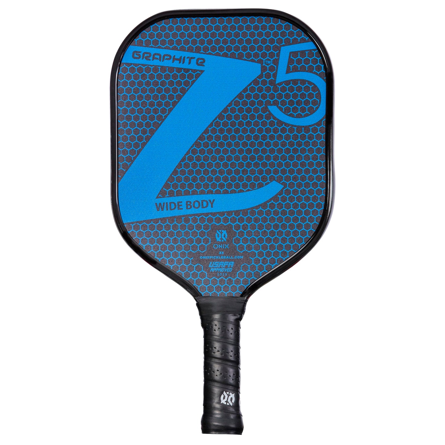 ONIX Graphite Z5 Pickleball Paddle (Graphite Carbon Fiber Face with Rough Texture Surface, Cushion Comfort Grip and Nomex Honeycomb Core for Touch, Control, and Power),Blue