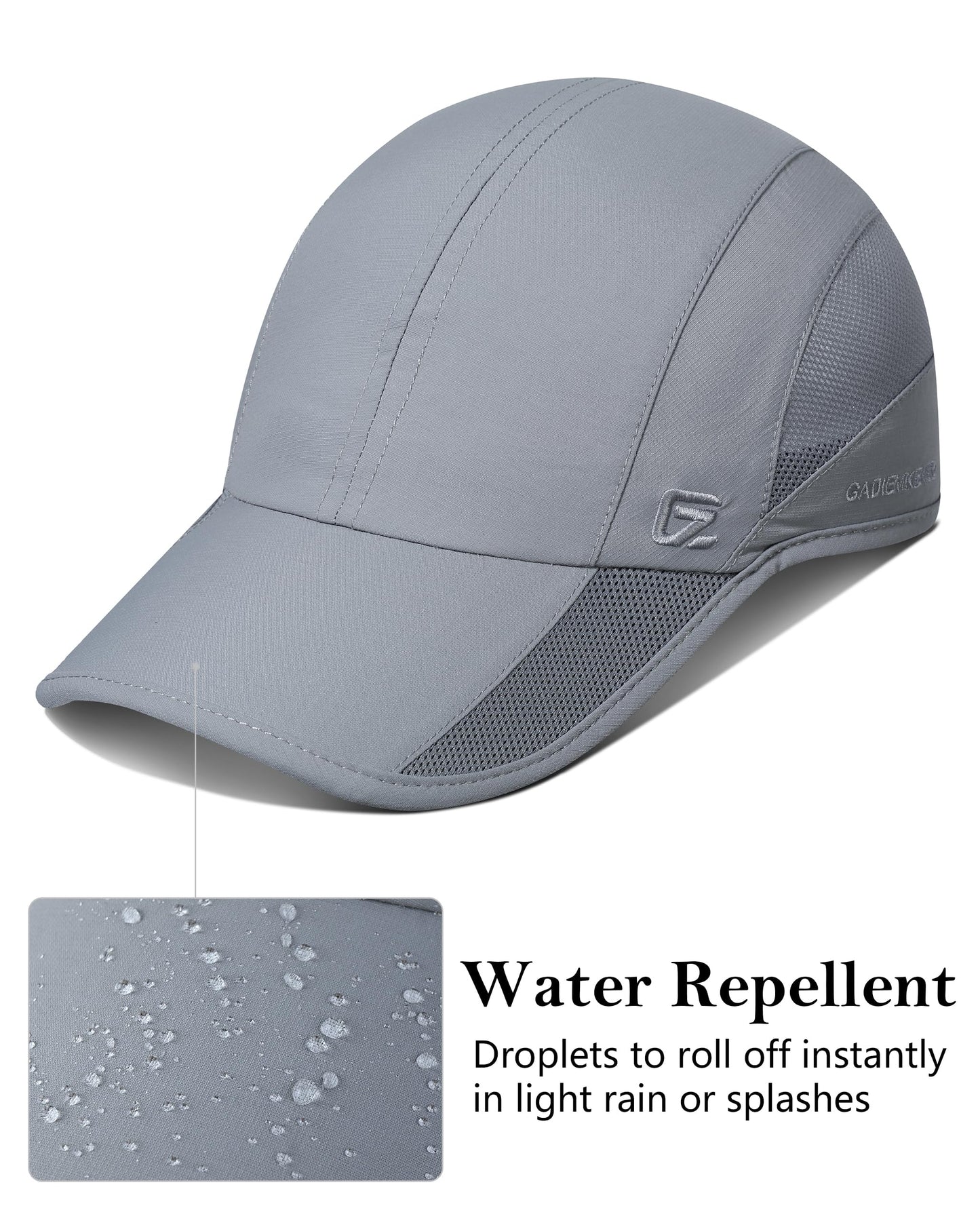 GADIEMKENSD Cooling Running Hat Quick Dry Summer Baseball Cap UPF50+ Sports Sun Caps Breathable Mesh Trucker Dad Hats Unstructured for Golf Tennis Hiking Gym Camp Silver Gray M/L 7-7 1/2